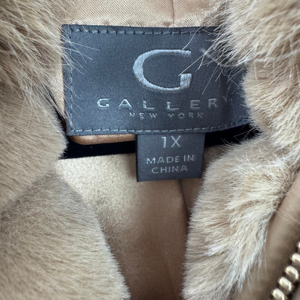 Gallery New York Oversized Hooded Faux-Fur Coat Soft Camel Brown Size 1X NWT - Picture 7 of 10